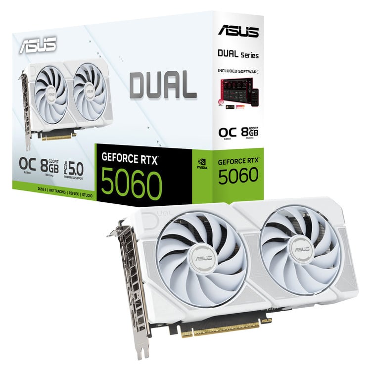 Asus VGA DUAL-RTX5060-O8G-WHITE, 8GB - TWO DOTS
