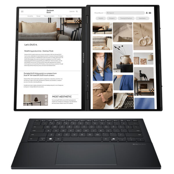 ASUS Laptop Zenbook Duo OLED UX8406CA-OLED-PZ068X 14.0&apos;&apos; 2880x1800 OLED Touch 120Hz U9 285H/32GB/2TB SSD NVMe PCIe 4.0/Win 11 Pro/2Y/Inkwell Gray