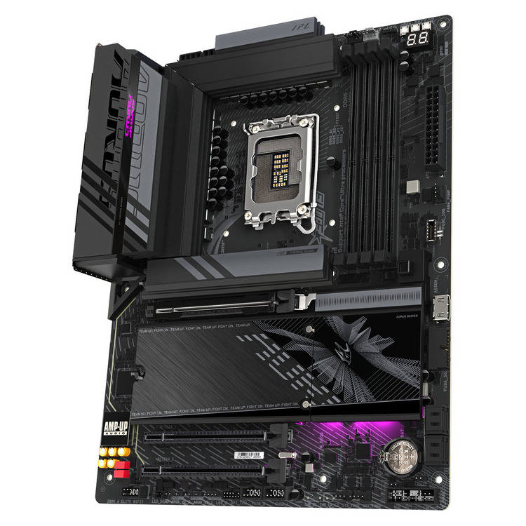 GIGABYTE Z890 AORUS ELITE WIFI7 ATX motherboard - angled view