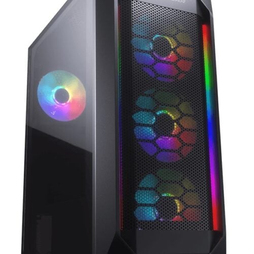 CC-COUGAR Case MX410 Mesh-G RGB Tempered Glass Middle ATX Black (4x120mm RGB fans preinstalled)