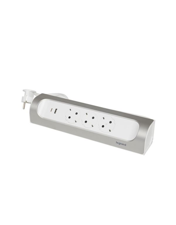 Legrand SurgeArrest 3 Outlets 1m Cable Corner White/Silver Legrand SurgeArrest 3 Outlets 1m Cable Corner White/Silver