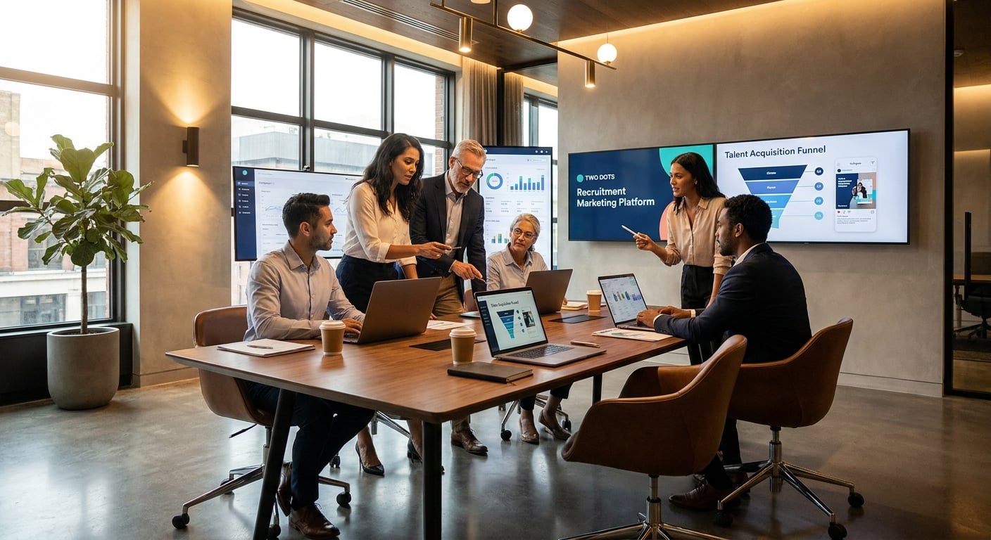 Φωτορεαλιστική εικόνα της TWO DOTS για recruitment marketing platform και αυτοματισμούς προσλήψεων