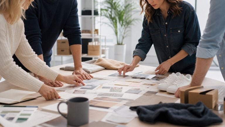 Ομάδα e-commerce σχεδιάζει ροές εξατομίκευσης πελατών σε σύγχρονο επαγγελματικό workspace