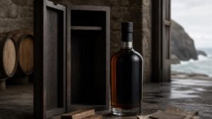 Premium συσκευασία προϊόντος με ξύλινη θήκη και υλικότητα ωρίμανσης