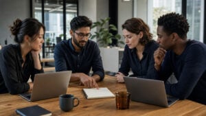 Ομάδα προϊόντος και ανάπτυξης σε κοινό Slack Code AI coding workflow