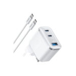 Anker Wall Charger Nano 70W, 2xUSB-C, 1xUSBA, Foldable Plug, White