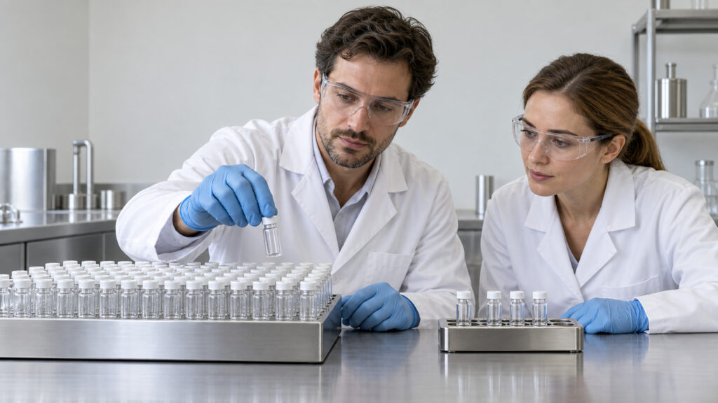 Ερευνητές επιλέγουν δείγματα για AI protein binder shortlisting