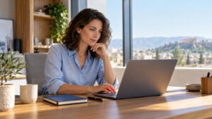 Επαγγελματίας ελέγχει email πριν από την αποστολή με υποστήριξη AI executive assistant