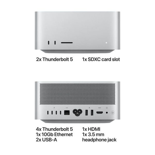 Apple Mac Studio: Apple M5 Ultra chip with 30‑core CPU, 64‑core GPU, 96GB, 1TB