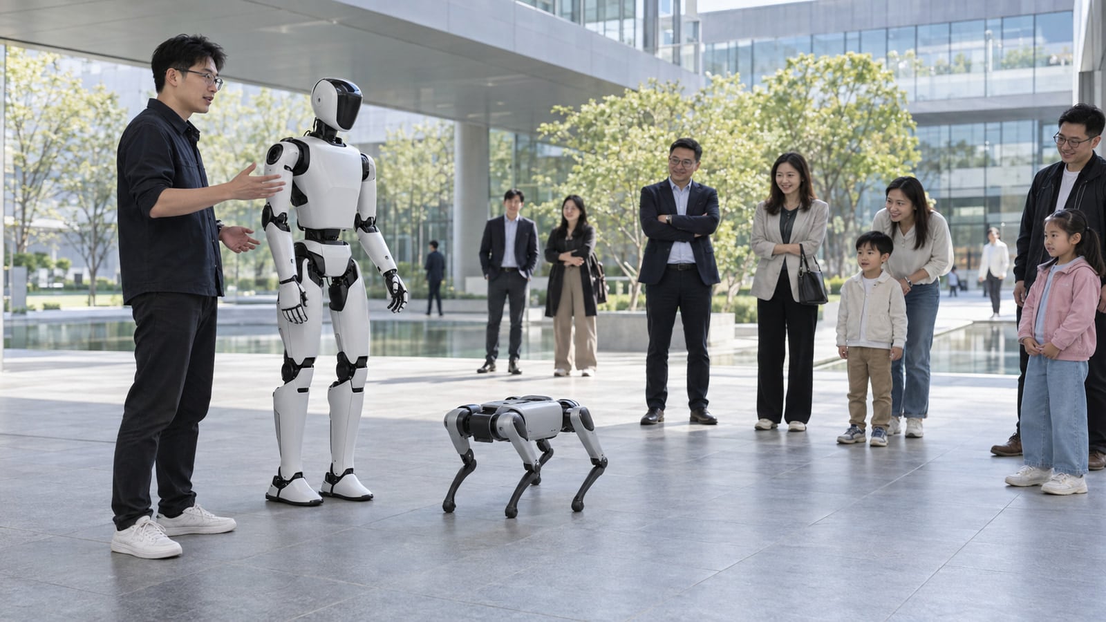 Δημόσια επίδειξη embodied AI στη Σαγκάη με ανθρωποειδές και τετράποδο ρομπότ