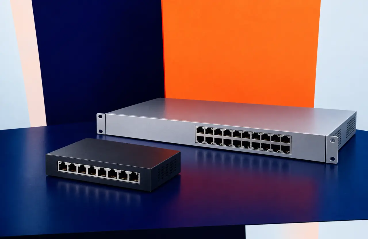Switches Switches: φωτογραφία εξοπλισμού σε πορτοκαλί και μπλε φόντο TWO DOTS